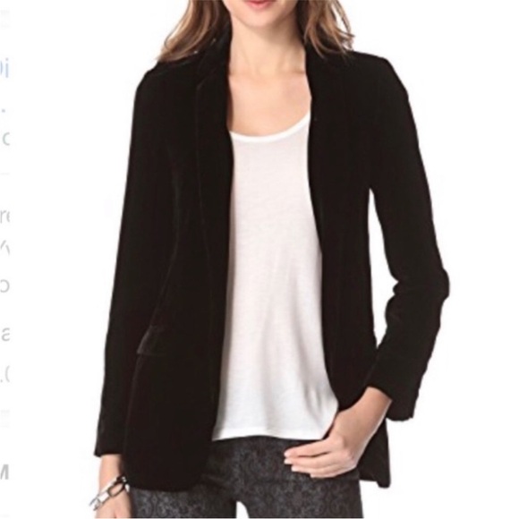 DVF Diane Von Furstenberg Yvan Black Velvet Blazer Size 8 - Picture 1 of 9